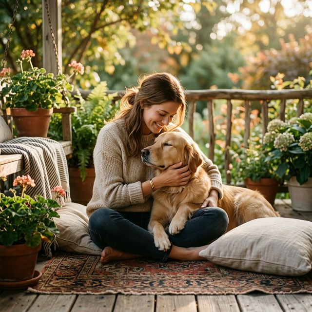 Momento cotidiano de conexión entre tutor y perro